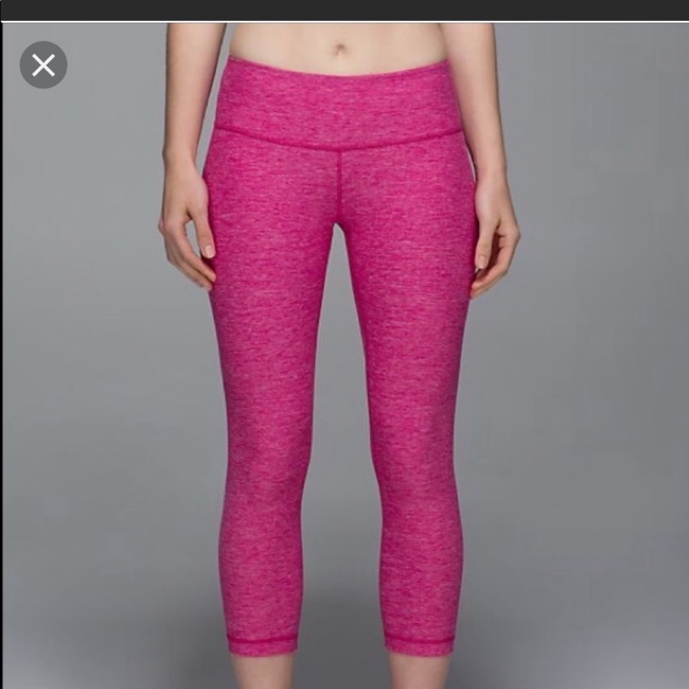 Lululemon Heathered Pink Wunder Under Crop